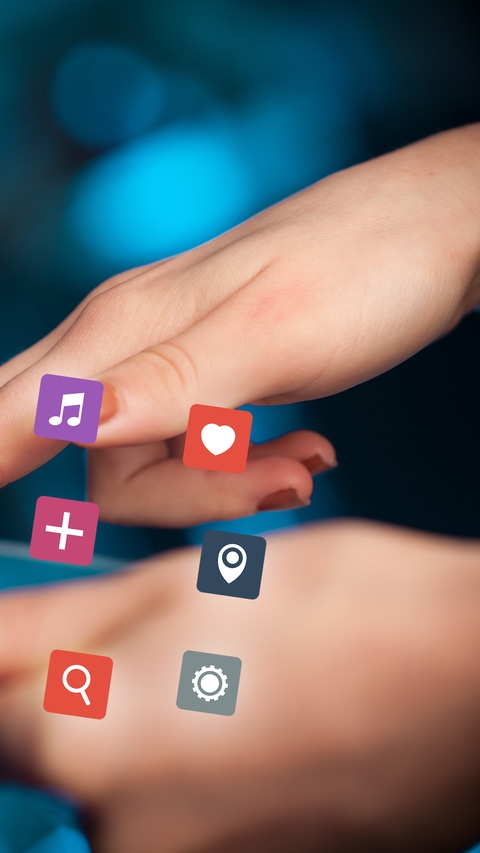Female hands touching tablet with colorful applications; Shutterstock ID 725040718; Purchase Order: 611232; Job: MarCom Italy; Client/Licensee: Nunhems Netherland BV; Other: Emanuele M